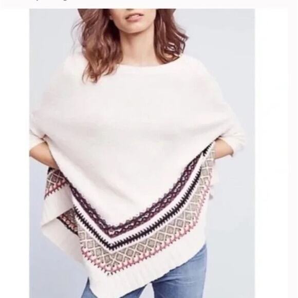 Anthropologie Sleeping on Snow Woodland Stroll poncho sweater S boho softgirl - Picture 1 of 12